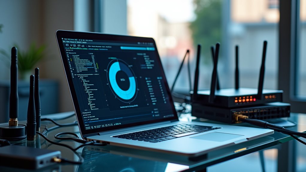 Especialista em segurança de WiFi trabalhando