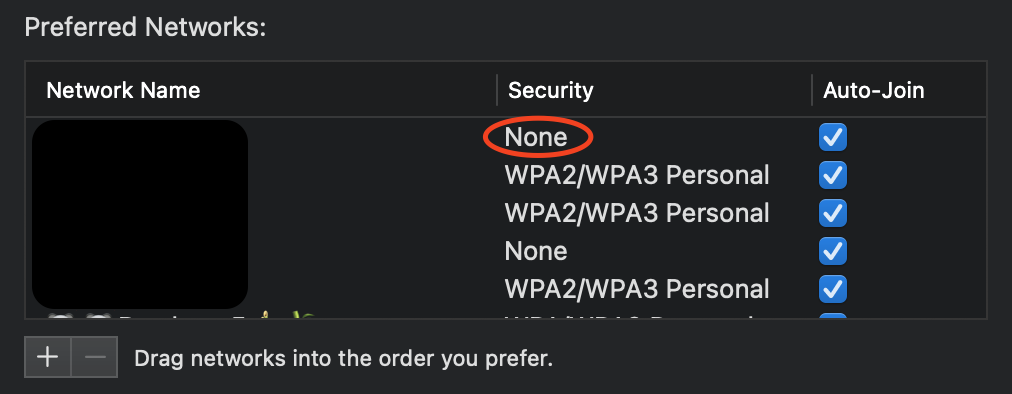 WiFi Security None